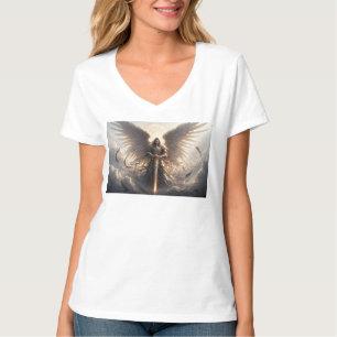 Powerful St Michael the Archangel Women V Neck Tee