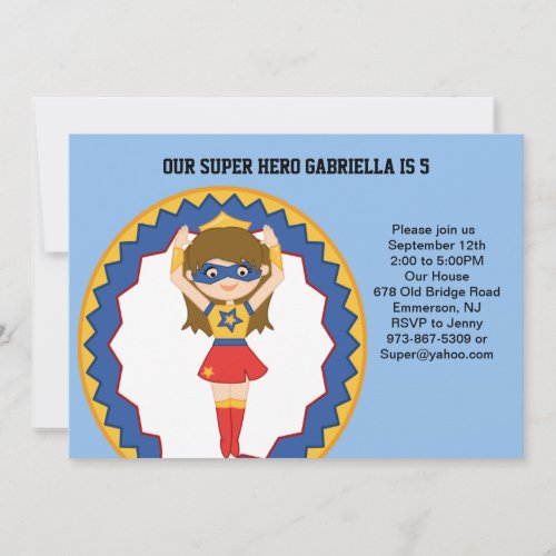 Powerful Super Girl  Birthday Invitation