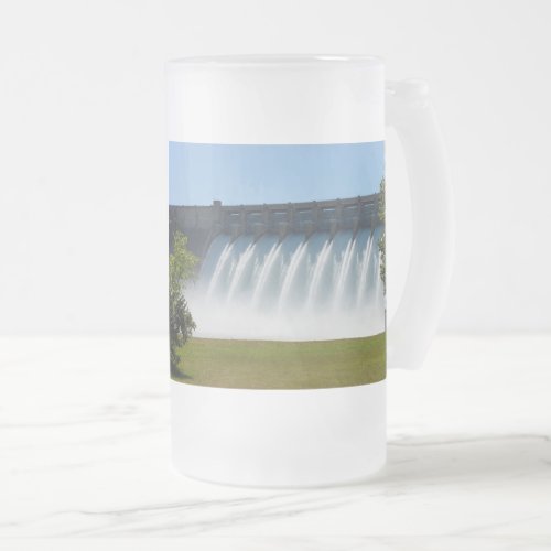 Powerful Table Rock Dam Frosted Glass Beer Mug