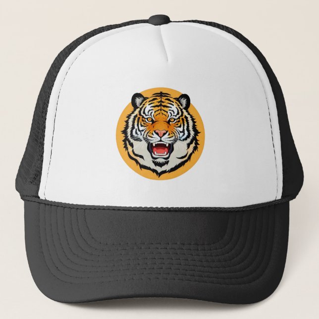 Powerful Tiger Illustration Trucker Hat (Front)