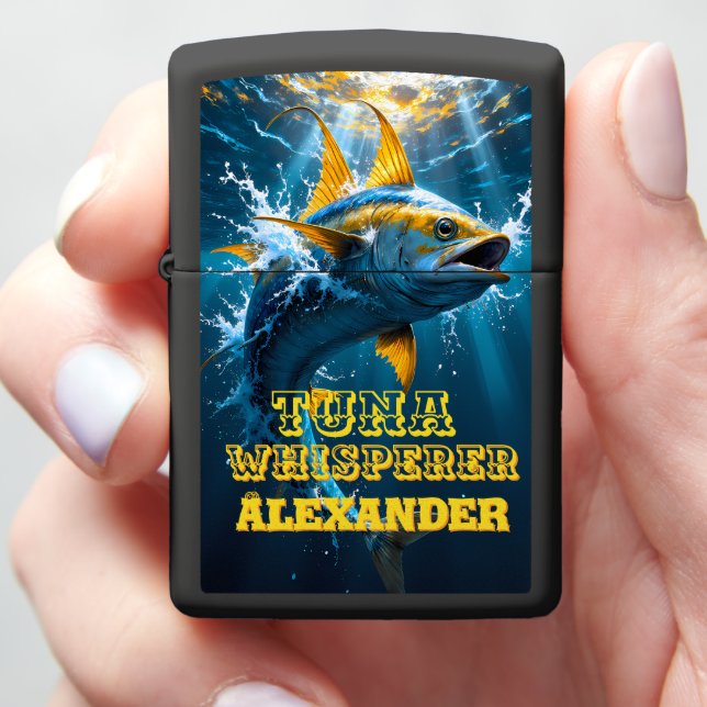 Powerful Tuna Break Personalized Offshore Zippo Lighter (In Hand)