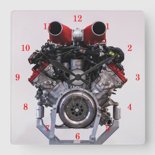 Powerful V8 Engine Square Wall Clock