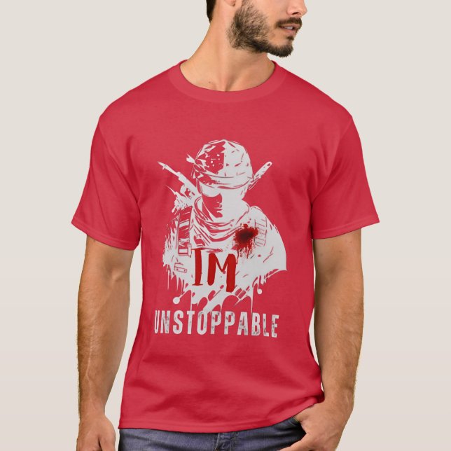 Powerful Warrior Silhouette I M Unstoppable Edgy T-Shirt (Front)