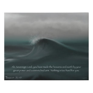 Powerful wave with scripture faux canvas print