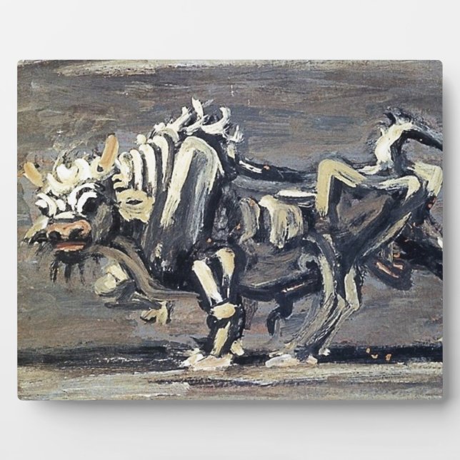 Powerful “White Ox 1” Painting by Lee Jung-seob Plaque (Front)
