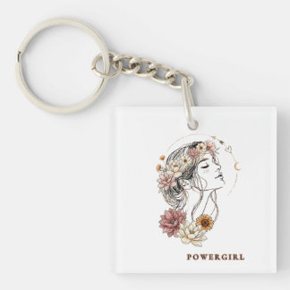 Powergirl - Floral Woman, Strengh & Selflove Keychain