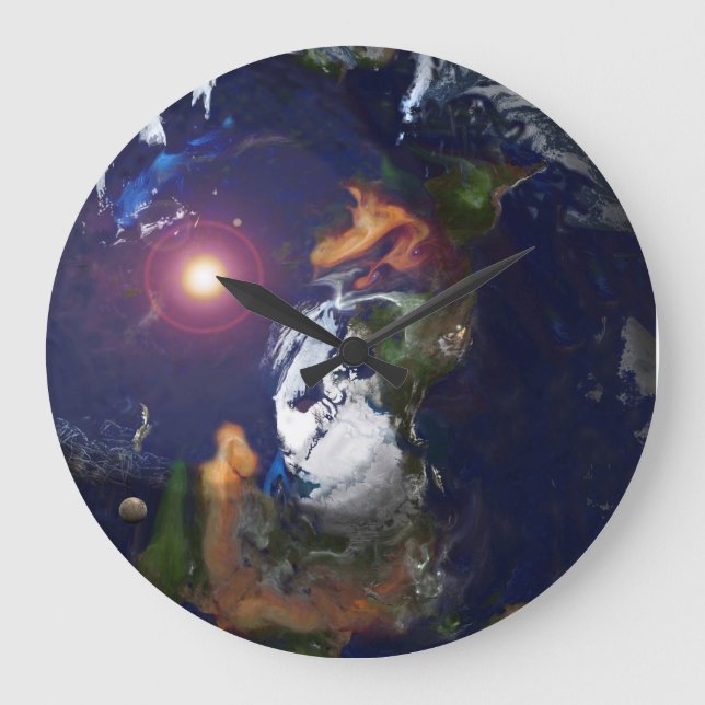POWERHOUSE FLAT EARTH ON FIRE LARGE CLOCK (Front)