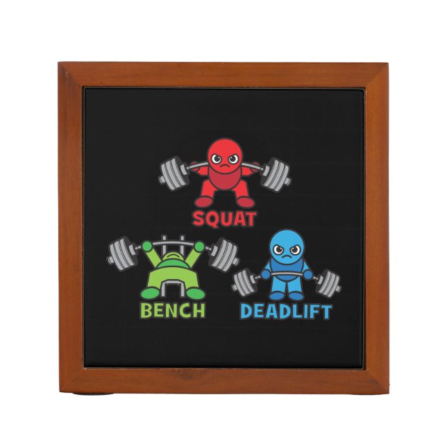 Powerlifting Kawaii - Squat, Bench Press, Deadlift Desk Organizer (Front)