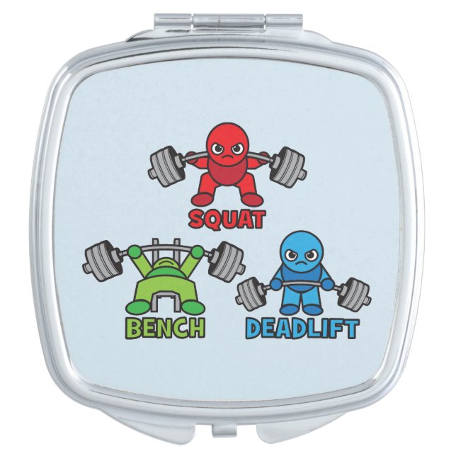 Powerlifting Kawaii - Squat, Bench Press, Deadlift Makeup Mirror (Front)