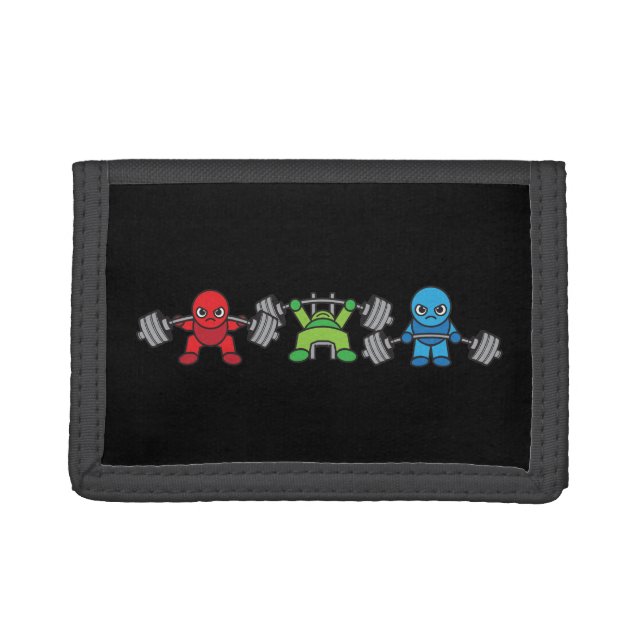 Powerlifting Kawaii - Squat, Bench Press, Deadlift Trifold Wallet (Front)