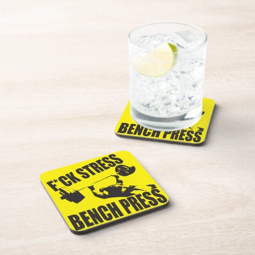 Powerlifting Motivation _ FCK Stress Bench Press Drink Coaster