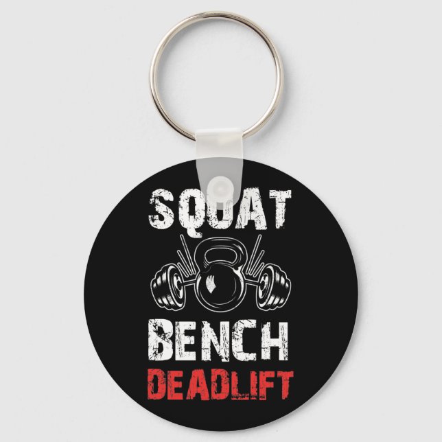 Powerlifting Squat Bench Deadlift Weightlifting Keychain (Front)