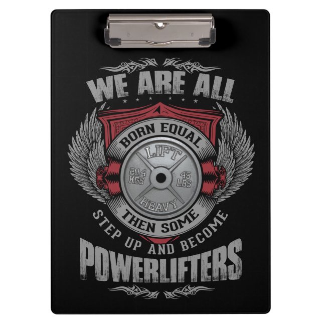 Powerlifting - STEP UP - Barbell Plate - Gym Clipboard (Front)
