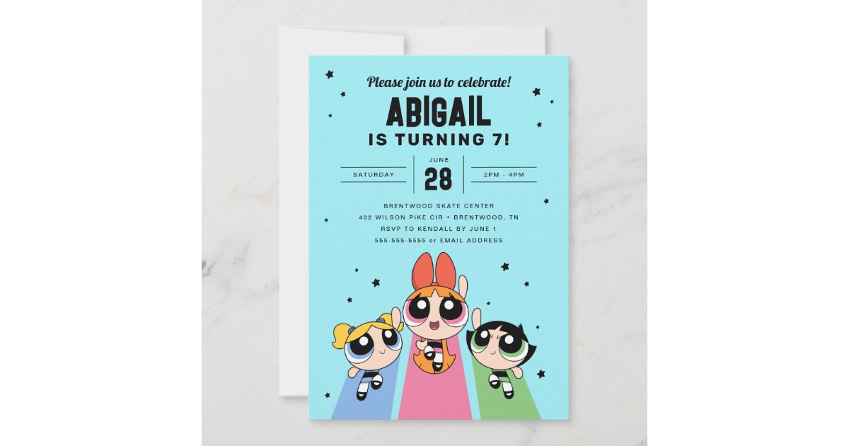 Powerpuff Girls Birthday - Blue Invitation
