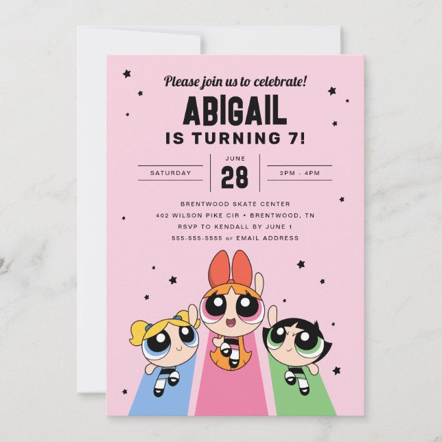 Powerpuff Girls Birthday - Pink Invitation (Front)