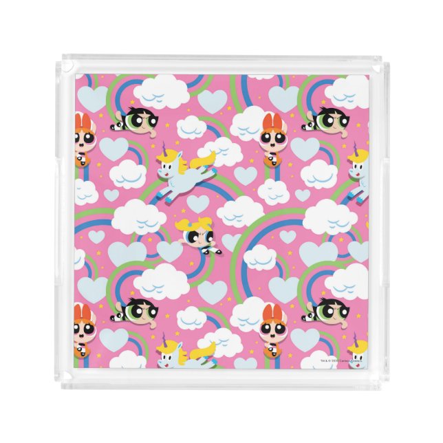Powerpuff Girls & Donny Rainbow Pattern Acrylic Tray (Front)
