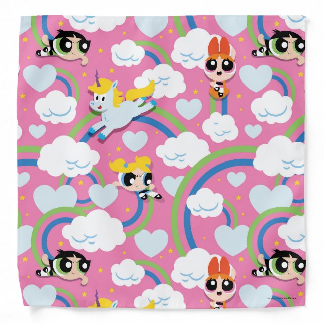 Powerpuff Girls & Donny Rainbow Pattern Bandana (Front)