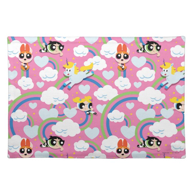 Powerpuff Girls & Donny Rainbow Pattern Cloth Placemat (Front)