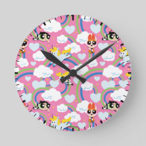 Powerpuff Girls & Donny Rainbow Pattern Round Clock