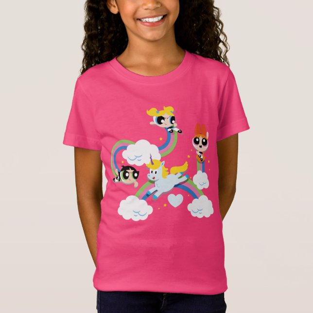 Powerpuff Girls & Donny Rainbow Pattern T-Shirt (Front)