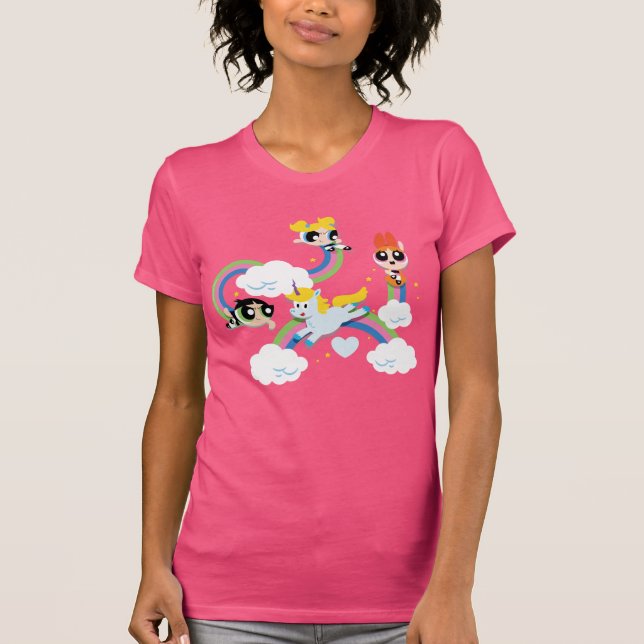 Powerpuff Girls & Donny Rainbow Pattern T-Shirt (Front)