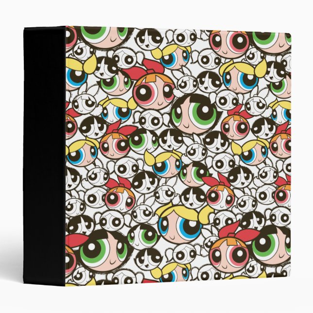 Powerpuff Girls Face Pattern 3 Ring Binder (Front/Spine)