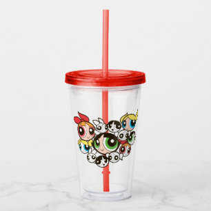 Powerpuff Girls Face Pattern Acrylic Tumbler