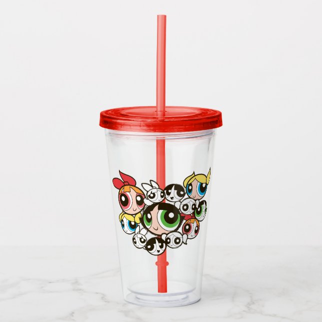 Powerpuff Girls Face Pattern Acrylic Tumbler (Front)