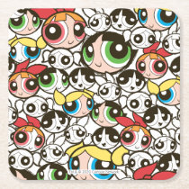 Powerpuff Girls Face Pattern Square Paper Coaster