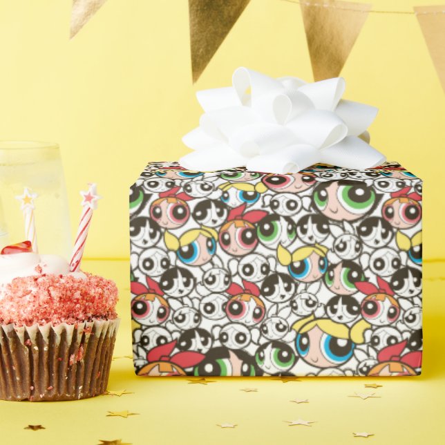 Powerpuff Girls Face Pattern Wrapping Paper (Birthday Party)