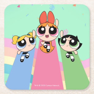 Powerpuff Girls Fly High Square Paper Coaster