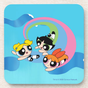 Powerpuff Girls Fly Through The Sky Beverage Coaster