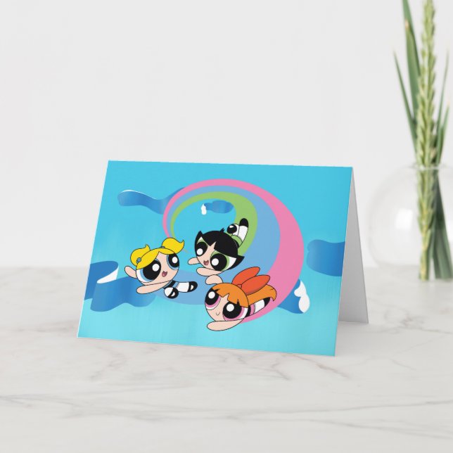 Powerpuff Girls Fly Through The Sky Card (Front)