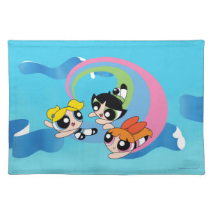 Powerpuff Girls Fly Through The Sky Cloth Placemat
