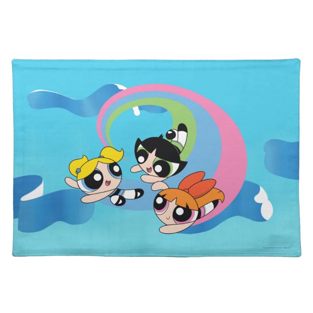 Powerpuff Girls Fly Through The Sky Cloth Placemat (Front)