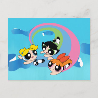 Powerpuff Girls Fly Through The Sky Invitation Postcard