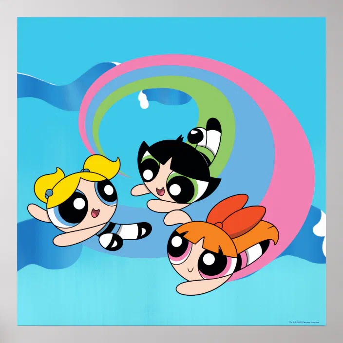 Powerpuff Girls Fly Through The Sky Poster Zazzle Com