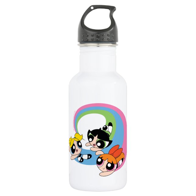 Powerpuff Girls Fly Through The Sky Stainless Steel Water Bottle (Front)