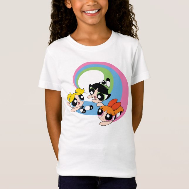 Powerpuff Girls Fly Through The Sky T-Shirt (Front)
