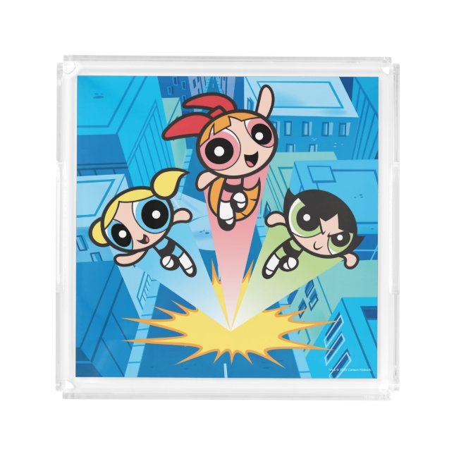 Powerpuff Girls Launch Into The Air Acrylic Tray (Front)