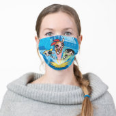 Powerpuff Girls Launch Into The Air Adult Cloth Face Mask (Worn)
