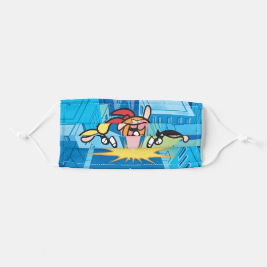 Powerpuff Girls Launch Into The Air Adult Cloth Face Mask (Front, Folded)