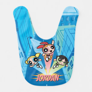Powerpuff Girls Launch Into The Air Baby Bib
