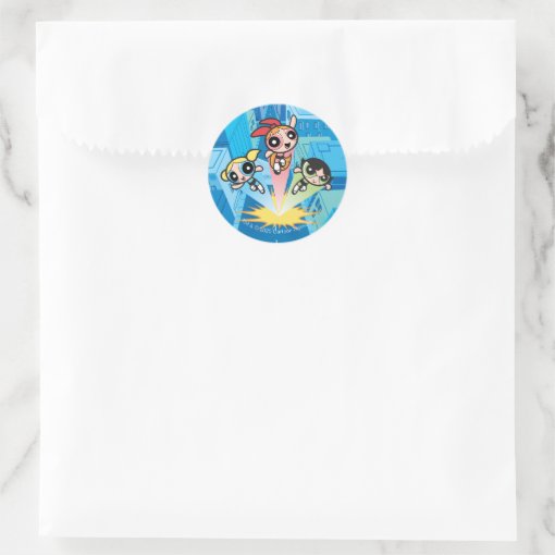 Powerpuff Girls Launch Into The Air Classic Round Sticker | Zazzle