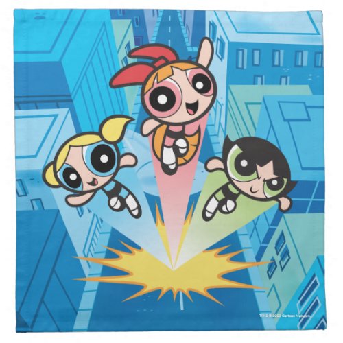 Powerpuff Girls Launch Into The Air Cloth Napkin