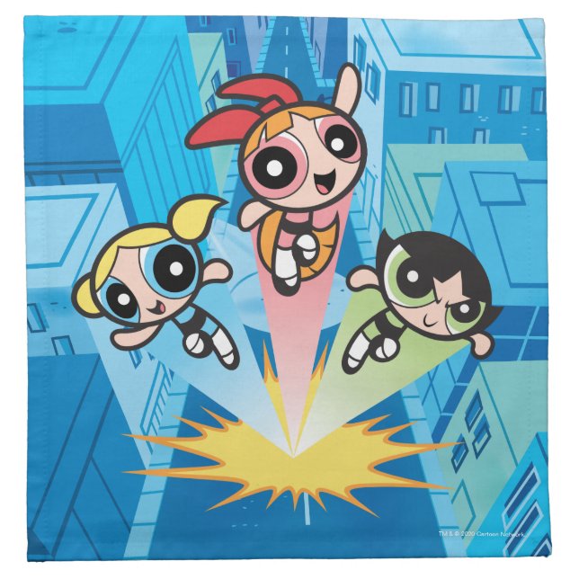 Powerpuff Girls Launch Into The Air Cloth Napkin (Front)