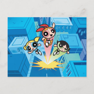 Powerpuff Girls Launch Into The Air Invitation Postcard