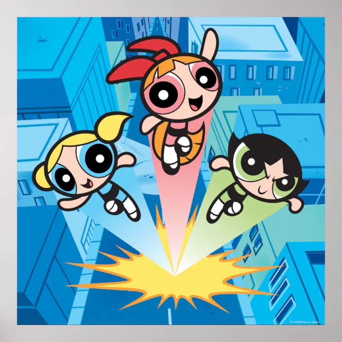 Powerpuff Girls Launch Into The Air Poster Zazzle Com