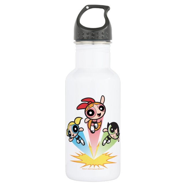 Powerpuff Girls Launch Into The Air Stainless Steel Water Bottle (Front)