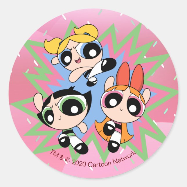 Powerpuff Girls Powfactor Classic Round Sticker (Front)